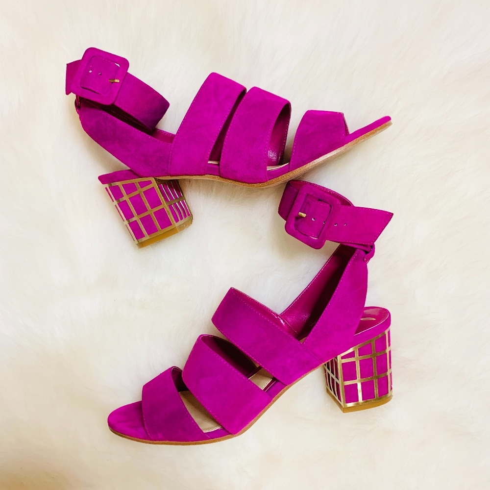 Brian Atwood Hot Pink Suede Baily Sandals